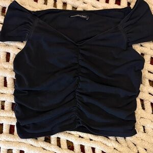 Abercrombie & Fitch Women’s Off-The-Shoulder Fitted Black Crop Top sz Small